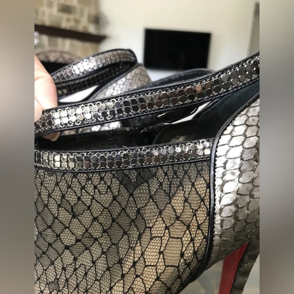 Christian Louboutin 140mm Bridget Python Lace Ankle Booties Sz 40.5 (US 10.5) - Picture 11 of 14